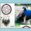 Arts et artisanat Mode Plume de paon Dreamcatcher fait à la main tressé tenture murale capteur de rêves avec cloche carillon cadeau 12 3Xr B Dhxsz