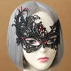 Svartdöd zombie spetsmask med vinröd strass gotisk stil svart halloween maskerad damer halv ansikte masker