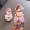 Chaussures plates filles en cuir enfants strass arc unique 2022 bébé appartements de mariage Performance danse G510