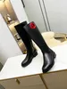 Designer Boots Nieuwe High Set Chelsea Dames Tall Round Head Knight Boots Real Leather Flat Heels Maat 35-40