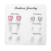 Stud Earrings One Week Earring Set Fashion Simple Crystal Heart For Women 6 Pairs/set Mini Brincos Valentine's Day Gift