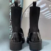 Chaussettes de mode pour femmes bottes chaussures de créateur en cuir noir semelle épaisse longueur cheville automne et hiver