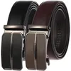 Belts Men's Business Alloy Automatic Buckle Belt All-match Gold And Silver Gun Color 3.5cm Two-layer Cowhide Trousers Jeans