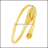 Bangle Bangle Korean Fashion Bandles For Women Pure Gold Color Calla Wedding Engagement Bride Luxury Jewelry Wholesale Drop Delivery DHR4I