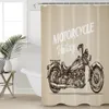 Douchegordijnen Vintage Motorfiets Mooi Strand Print Gordijn Set Tapijt Cover Wc Badkamer Mat Huishouden 221104