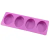 4-kavitet oval form silikon tvål mögel diy kakdessert handgjorda ljus glass bakverktyg hantverk leveranser mj1046