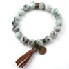 Pulseiras de energia de Strand Moodpc Beautiful 10mm Stone Antique Bronze Tassel Bracelete de charme