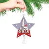 Juldekorationer 2022 Pendant Hör Tree Five-Pointed Star Shape Wood Xmas Personliga prydnadsgåvor A40