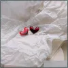 Stud Sud S925 Sier Needle Retro Red Love Film Küpe Kadınlar İçin Kızlar Şenlikli Büyük Şeftali Kalp Partisi Düğün Mücevher Hediyeleri Deli Dhkt2