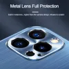 Luxury Metal Lens Brushed Cases for iPhone 14 Plus 11 12 13 Mini 14 Pro Max Hard PC Plastic Shockrpoof Cover