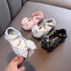 Flache Schuhe Mädchen Leder Kinder Strass Bogen Einzigen 2022 Baby Hochzeit Wohnungen Leistung Tanz G510