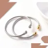 Bangle Bangle Fashion Titanium Steel Armband Kvinnor Twisted Wire Charm smycken Party Ball Gift Accessories Bangle Drop Delivery Brace DHSVM