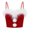 Mäns Sleepwear Santa Suit for Women Sexig julklädning Bh Crop Top med elastisk midjeband Miniskirt Mrs Claus Come Set Red T221103