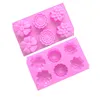 6-Cavity Diffent Flower Silicone Mold Diy Dessert Jelly Pudding Candy Cake Cookies Mold Birthday Present Bakning MJÄRNA MJ1042