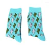 Men's Socks YSMILE Y 2 Pairs/Lot Fashion Unisex Cactus Cartoon Jacquard Casual Daily Personality Cotton Men Couples