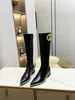 Designer Boots Nieuwe High Set Chelsea Dames Tall Round Head Knight Boots Real Leather Flat Heels Maat 35-40