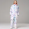 Skijacken, Kleidung, einteiliger Skianzug, bedruckt, Damen-Snowboardjacke, Thermooverall, winddicht, wasserdicht, Schneeset, Overall