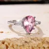 Anneaux de mariage CAOSHI Fancy Proposition Ring Bridal Dazzling Pink Crystal Jewelry Sweet Lady Fashion Design Accessoires pour cadeau délicat