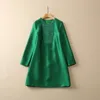 2022 Autumn Round Neck Solid Color Panelled Dress Green 3D Flowers Long Sleeve Rhinestone Short Casual Dresses S2N032329