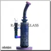 Hookahs 11inch Glass Bong floral designs frosty Bongs 5mm thick smoking water pipe with 14mm male bowl