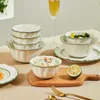 Bowls Ink Ceramic Bowl And Dish Set Household Light Luxury Plate Tableware French Chopsticks High Sense Rice