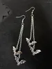 Boucles d'oreilles pendantes gothique Goth noir Vampire chauve-souris aile lune sorcière mystique Punk bijoux cadeau femmes déclaration Halloween