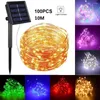 Strings LED Solar Copper Wire Lâmpada Luzes de fadas ao ar livre 10m Kerst String Light para jardim de casamento