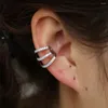 Backs Earrings 2022 1PC Clip On Triple Line Micro Paved CZ Dainty Ear Cuff Women Wrap Earcuff Brincos Jewelry