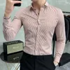 القمصان غير الرسمية للرجال قميص ثلاثي القميص 2023 رجال طويل الأكمام النحيف كاميسا هومبر الأعمال الرسمية لباس اجتماعي