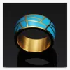 Wedding Rings Classic High Polished Blue With Ceramic Stainless Steel Ring Gifts Band For Women Men