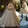 Perles de luxe chic Robe de mariée Appliques en dentelle 3D Fleurs sans bretelles Robes de mariée sans manches Robe de Mariee