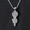 Pendentif Colliers Main Glacé Bling Microphone Collier Mirco Pave Prong Réglage Hommes Femmes Femme Homme Mode Hip Hop Bijoux BP146