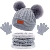 3 STKS Babymuts met sjaal Winter Gebreid Katoen Peuter Cap voor Kinderen Jongen Meisje Baby Haarbal Motorkap Sjaal Set Warme Accessoires5171697