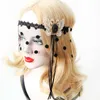 Halloween Half Face Mask Black Veil with Dots & White Butterfly Lace Masquerade Princess Masks Nightclub Dance Girls Hair Accessories