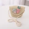 Hats Kids Wide Brim Sun Hat Foldable Summer Strawberry Decor Beach Straw One Shoulder Bag Sets