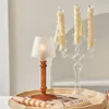 양초 홀더 빈티지 유리 프랑스 스타일 촛대 크리스탈 간단한 결혼식 낭만적 촛불 저녁 식사 홈 장식