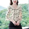 Women's Blouses Women Spring Summer Shirts Lady Fashion Casual Half Sleeve Ruffles Collar Polka Dots Blusas Tops CT0216