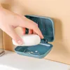 Soap Dishes Dish With Cover And Drain Water Style Portable Suction Cup Holder Box On The Wall For Pads Bathroom Products