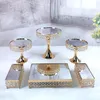 Backware -Werkzeuge Gold Silber 6 PCs Elektroplate Kuchenstand Set Display Hochzeits Geburtstagsfeier Dessert Cupcake Plate Rack