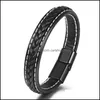 Bangle Bangle Mens Bracelet Leather Handmade Original Small Couple Simple Woven Alloy Giftbangle Drop Delivery Jewelry Bracelets Dhwnx