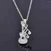 Pendentif Colliers Kioozol Style de musique Guitare et note musicale Rose Or Argent Couleur Collier ras du cou pour femmes Bijoux de mode KO6