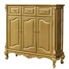 Armoire à chaussures de style européen, rangement de vêtements, Champagne, tout en bois massif sculpté, luxe, grande capacité, côté