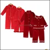 Home Kleding Winter Boutique Veet Stoffen Rode Kinderkleding PJ's met kanten Toddler Boys Set Pyjama Baby Sleepwear 210908 Drop de DHHH1