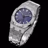 TWF 34mm 77351 A5800 Automatic Ladies Watch 50th Anniversary Diamond Bezel Blue Textured Dial Stainless Steel Bracelet Womens Watches Super Edition Puretime B2