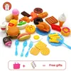 Mutfaklar Yemek Oyun 34pcs Çocuk Mutfak Oyuncakları Kesme Plastik Meyve Sebze Dondurma İçecek Kiti Kat Kidler için Eğitim Oyuncak 221105