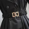 Cinturones Cinturón elástico de cuero de moda de lujo para mujer Marca de diseñador Hebilla de metal Correa de cintura Abrigo Vestido Cintura decorada Faja