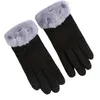 Berets 652f Women Winter Gloves Touchscreen Full Finger Non Sliping مع بطانة الصوف سميكة