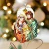 Kerstdecoraties Easter Holy Family Christian Ornament Tree Glass Baubbles Religieuze Home Arts and Crafts Gift