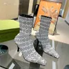 Hohe Qualität Doppel G Stiefeletten Designer Leder Absatz Stiefel GGity Stilvolle Frauen Winter Blondie Booties Sexy Warm dfgbfdcd