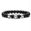 Strand Fashion Skull Beaded Armband Black Gold Rose Color Four Color Men's Charm Hip Hop Cool Punk Smycken